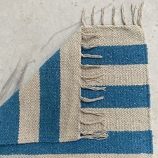 Colourful nautical large stripe rectangle shaped recycled cotton rug 60cm x 90cm