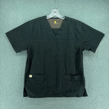Carhartt Scrub Top V Neck Shirt Unisex Small S Black Work Wear Pocket