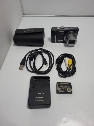 Panasonic Lumix DMC-ZS10 14.1 MP Digital Camera Battery Black, Charger, Case EXC