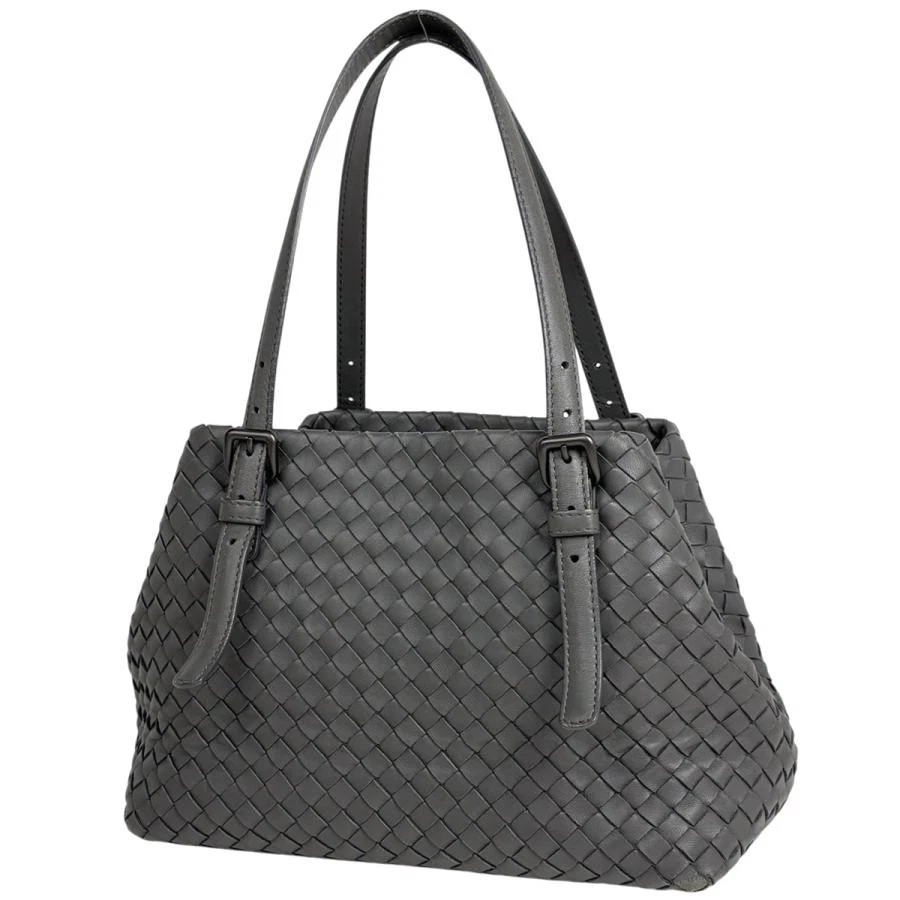 Bottega Veneta — Bottega Veneta Intrecciato Nappa Intrecciato Leather Gray Handbag #BS1216