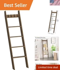 Wall Mount Blanket Ladder Towel Rack 5-Tier Storage for Living Room Bedroom