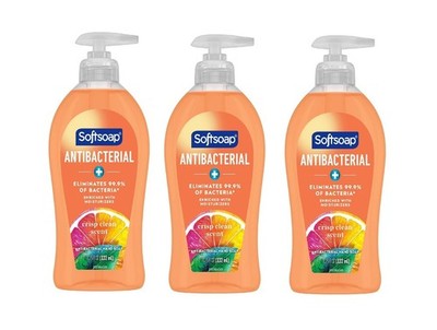 Softsoap Antibacterial Liquid Hand Soap, Crisp Clean Scent Hand Soap,11.25oz 3PK