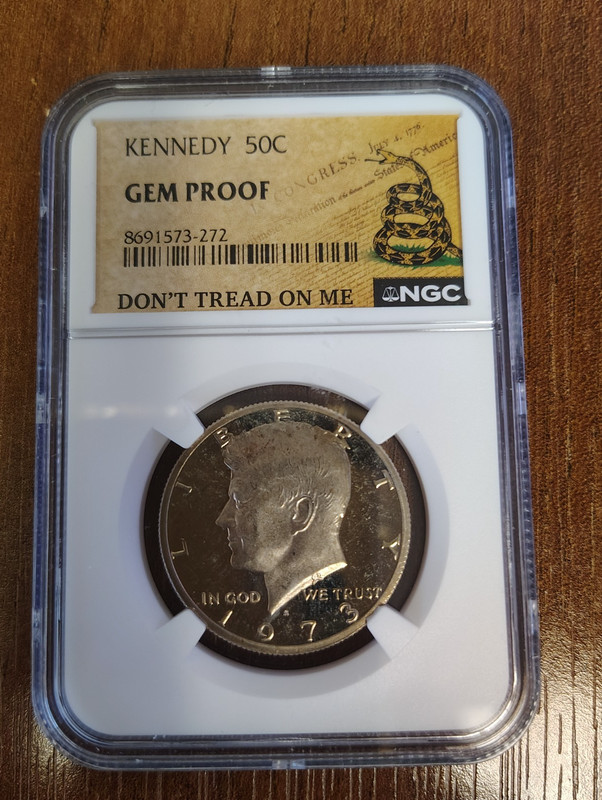 1973-S 50C Kennedy Half Dollar Gen Proof Don't Tread On Me. NGC