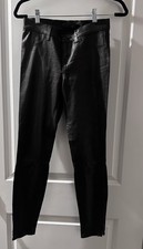 J Brand Women  s 100 Lamb Leather Ankle Zipper Skinny Stretch Pants Size 26