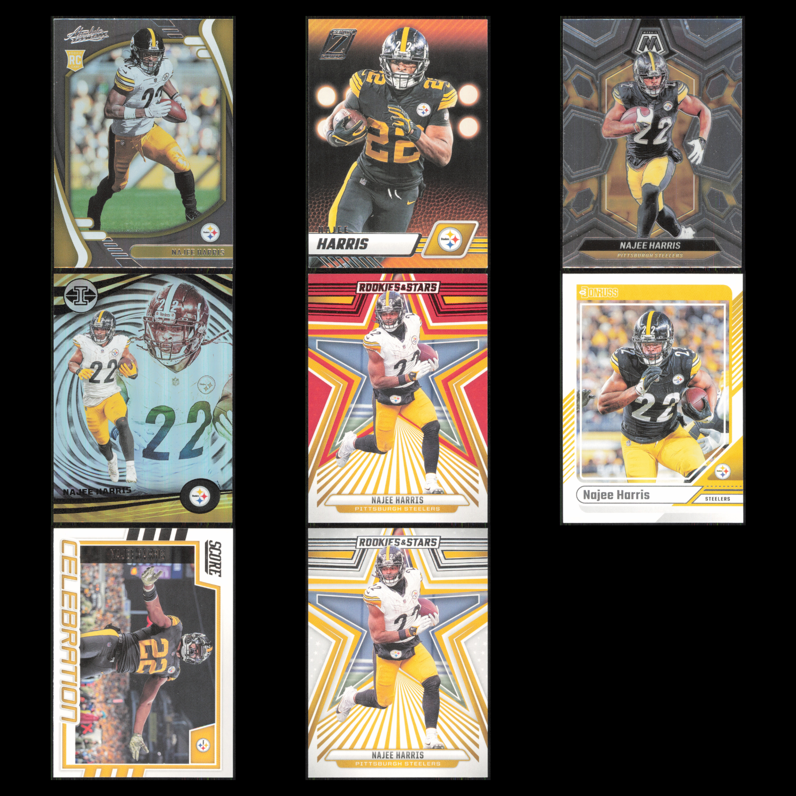 Najee Harris Rookie Lot 8 Football Cards 2021 Panini Pittsburgh Steelers Set NFL