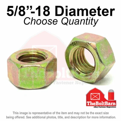 THEBOLTBARN 5/8"-18 Grade 8 Finished Hex Nuts Zinc Yellow FINE Thread (Pick Quantity)