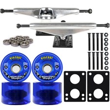LONGBOARD Trucks/Wheels/Bearings SILVER 7.0 + BIGFOOT 76MM CRUISERS BLUE
