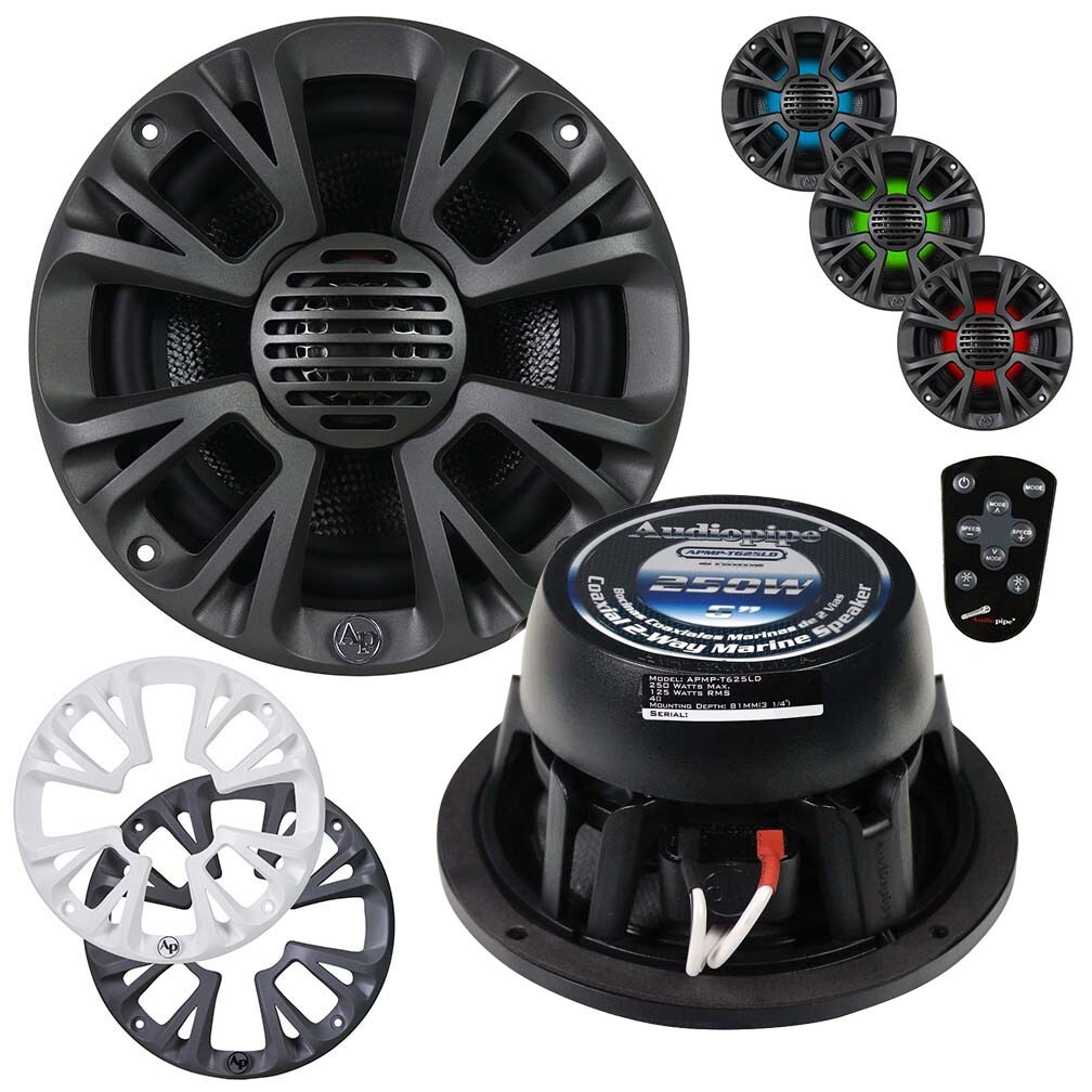 Audiopipe APMPT625LD 6″ Coaxial 2-Way Speakers With Rgb Led 