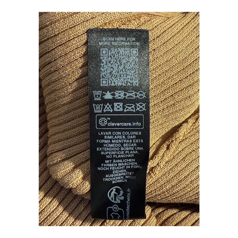 NUEVA Falda Midi Acanalada Topshop Bodycon Cintura Alta Abertura ASOS Tostada Talla Pequeña Foto 4 de 4