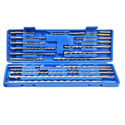 Yessources 20pcs Rotary Hammer Drill Bits Chisels Kit SDS Plus Concrete Tool w/ Case