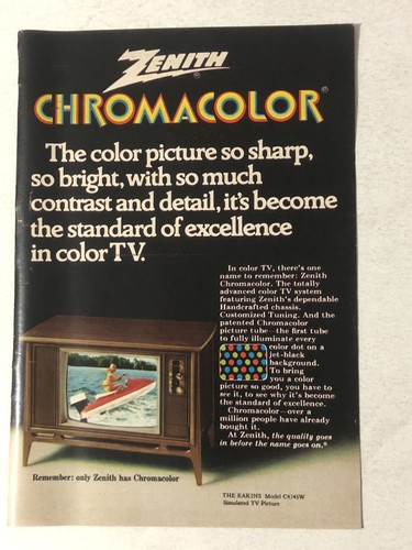 1971 Zenith Color chrome Tv Television Vintage Print Ad Advertisement pa16