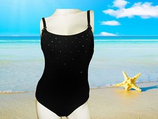 NEW GOTTEX SPARKLE ANTIQUE LACE black SCOOP NECK BATHING SUIT SWIMSUIT 1 pc SZ 8