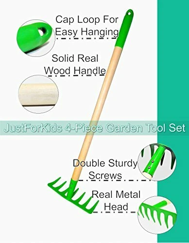 G & F JustForKids Kids Garden Tool Set Toy, Rake, Spade, Hoe and Leaf Rake, r... - Image 2 of 4