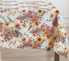 Printed Fabric Tablecloth 52"x70"Oblong,SUNFLOWERS ORANGE FLOWERS,Seasons Change