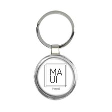 Maui : Gift Round Keychain Square Souvenir Travel Beach Hawaii USA