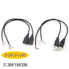 2/4 Pin USB 2.0 A Type Male/Female Data Charge Cable Connector 0.3/1/2M DIY Wire