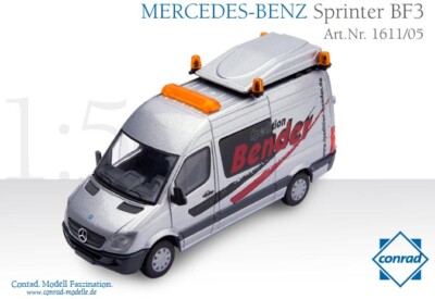 Conrad 1611-05 Mercedes-Benz Sprinter Escort Vehicle - Bender 1/50 Die-cast MIB