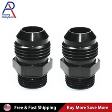 2PCS ORB-8 O-ring Boss AN8 8AN to AN10 10AN Male Adapter Fitting Black Aluminum