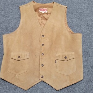 Vintage LEVIS SUEDE Cowhide Leather Vest Men XL Biker Cowboy Western Distressed