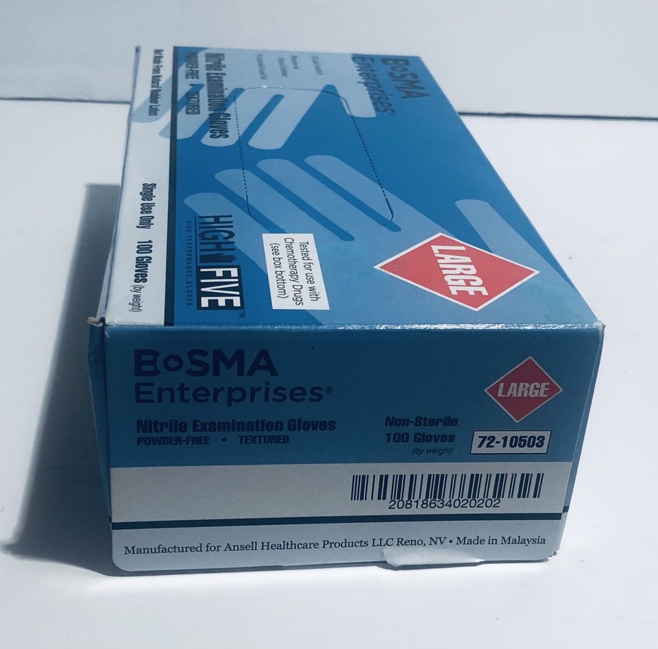 Bosma Nitrile Examination Gloves Power Free Textured 100 Count Size Large eBay