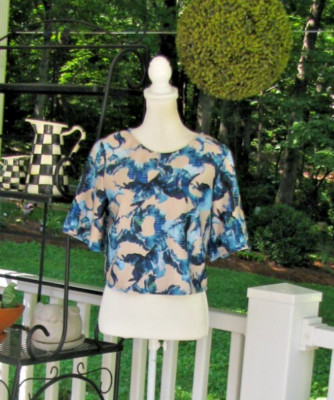 NWT Ripley Radar Los Angeles wave crop mod top shirt blouse Size 4 casual luxury