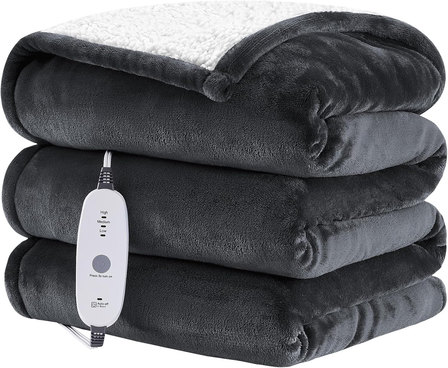 Heated Throw Blanket Flannel Electric Blanket Throw with 4 Hrs Timer Auto-Off &