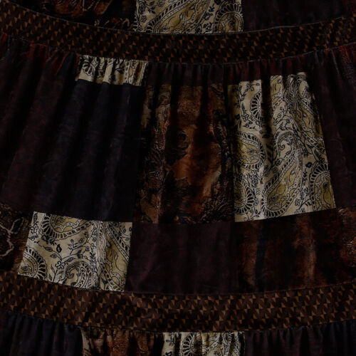 Donna Maxi Hippie Gonna Lunga Patchwork Velluto Paisley Stampa Gitano Casual - Bild 8 von 10