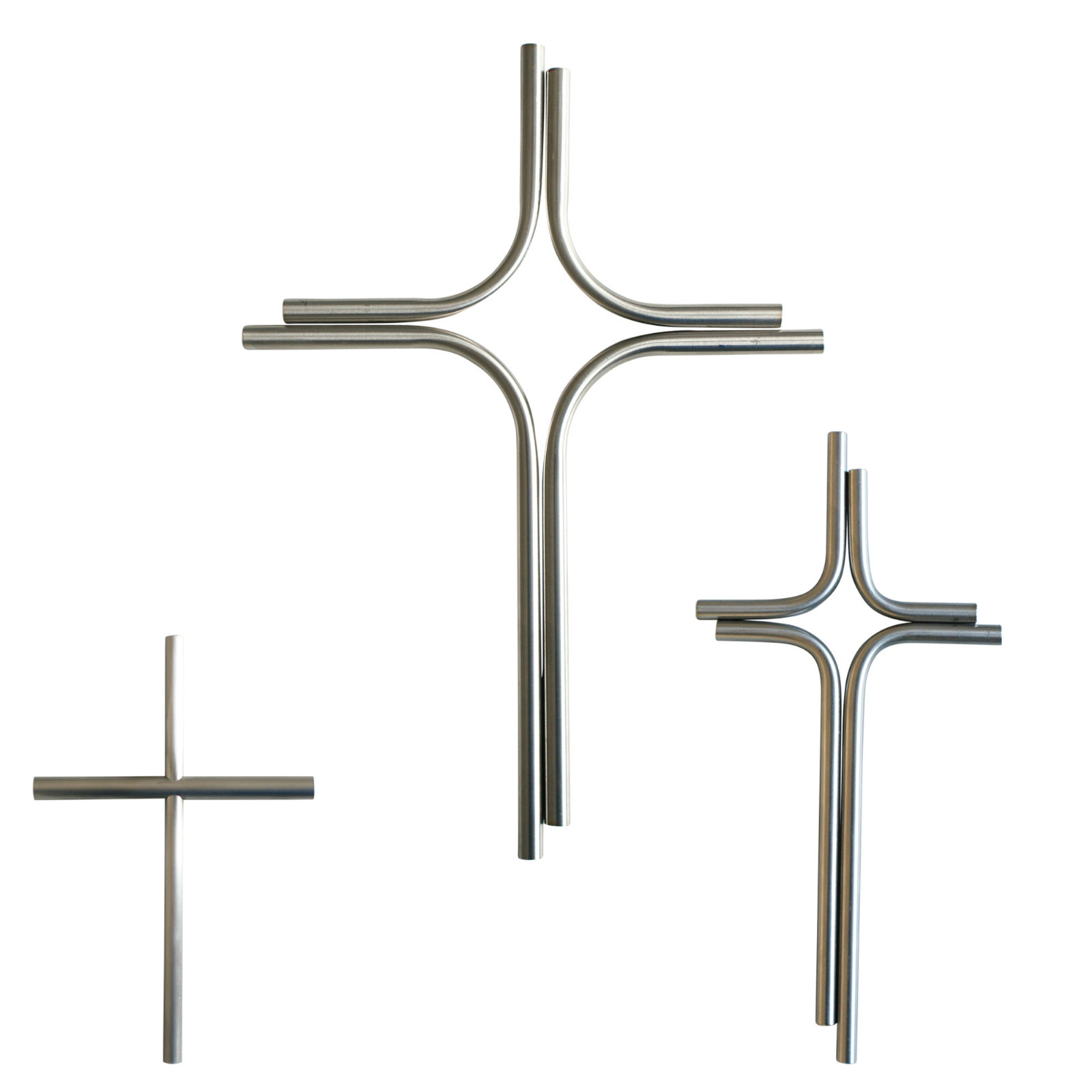 Wandkreuz Edelstahl geschliffen klein mittel groß, Kreuz Edelstahl Messing