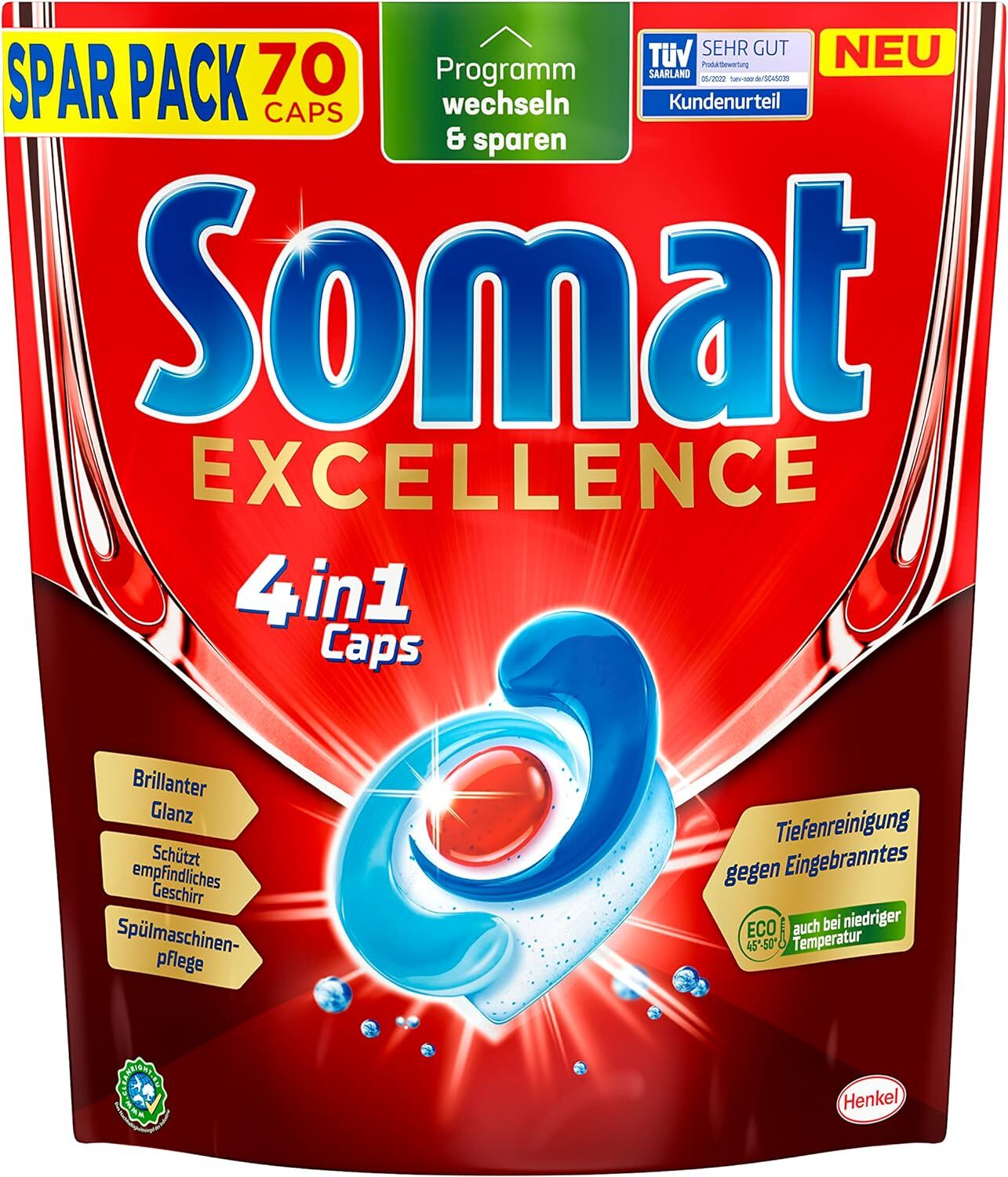 Капсулы Somat Excellence 4в1 от Schnellauflsende Splmaschinentabs Spar в упаковке 70 капсул 6990₽