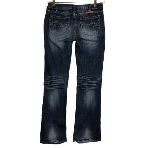 Cowgirl Tuff Triple LLL Bootcut Jeans W28 X L33 Cotton Stretch Dark Wash Studs - Picture 6 of 15