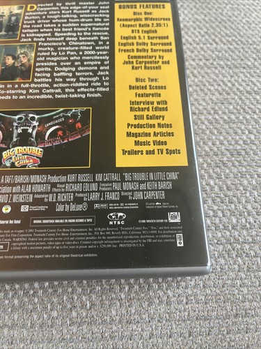 Big Trouble In Little China (DVD, 2-Discs, Special Edi NTSC 1 Enhanced Edition ) - Imagen 3 de 5