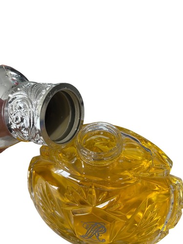 BIG Antique Crystal Perfume Bottle With Ornate Silver-Plated Lid 10" tall - Picture 6 of 10