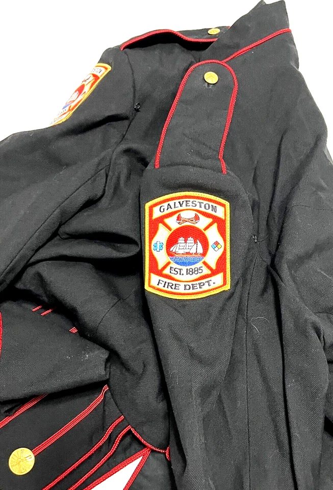 GALVESTON Texas FIRE DEPT. 1885 VTG Doublet Tunic Military Piper Wool Jacket 46 - Image 4 of 4
