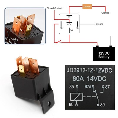 Relais Automobile 12V 80A 5 Broches SPDT - Noir, Générique, Neuf