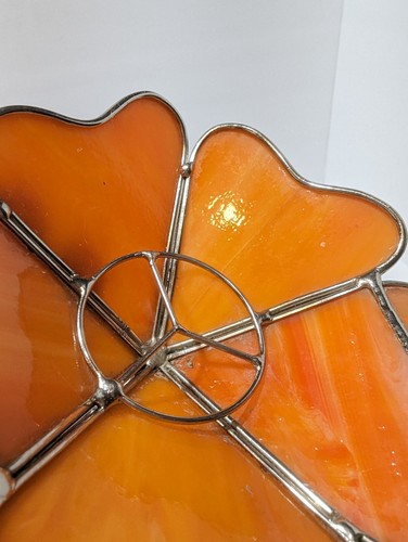 Vintage Stained Glass Suncatcher 14" Flower Butterfly Candle Holder Figure - Picture 11 of 19