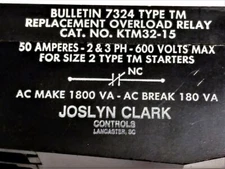 Joslyn Clark KTM3215 Overload Relay Replacement Kit