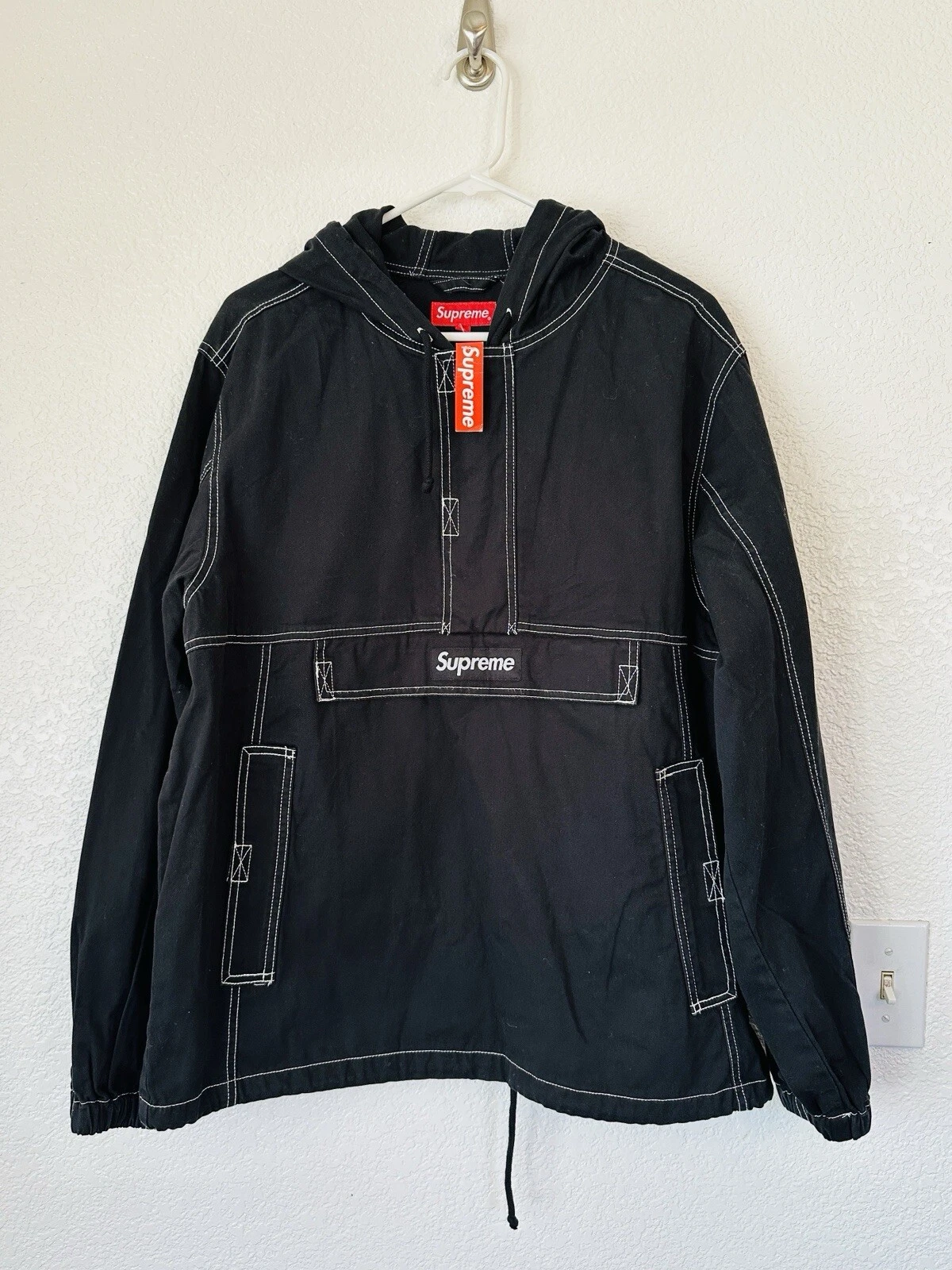 Pull sergé point contrastant Supreme 2016 neuf avec étiquette   Noir   Medium FW16J60