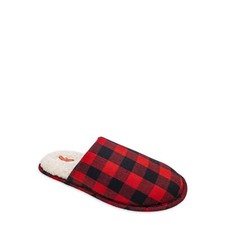 Holiday Time Men's Red Plaid Memory Foam Slip-on Slippers Shoes: XL 13-14 