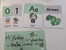 Plants Alphabet Flash Cards and numbers for Learning environment decorative
