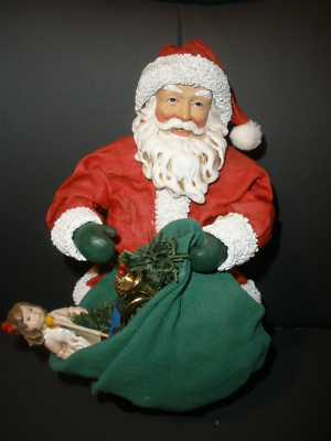 Possible Dreams Clothtique Santa人形 1996年 1996 Clothtique Santa Possible Dreams Holding Green Toy Sack 10