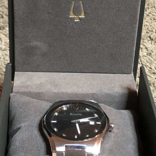 Bulova Men's Watch Black 40mm Diamond Dial Wristwatch in Box - Picture 7 of 8