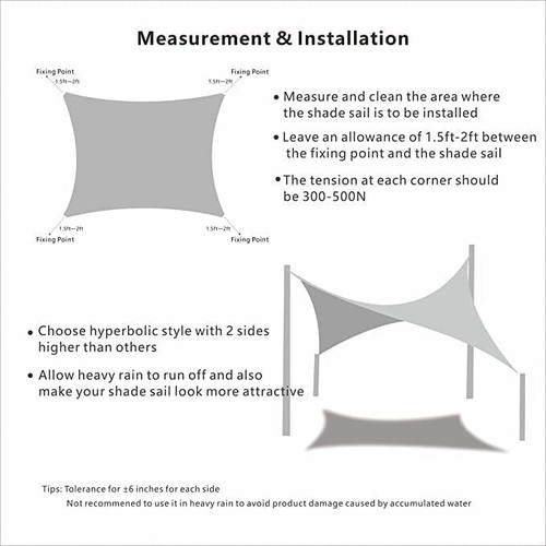 CRnets Rectangle Sun Shade Sail UV Block Canopy Cover Backyard Patio Lawn Garden - Picture 13 of 25