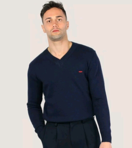 Maglione uomo con scollo a V in misto lana - Made in Italy