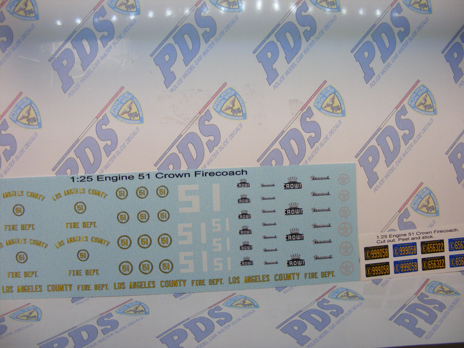 Rescue Engine 51 1/25 Water Slide Decals fits Models like Am
