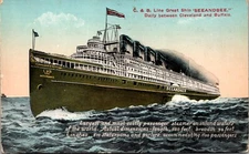 Vintage Postcard C & B Line Great Ship Seaandbee Between Cleveland & Buffalo