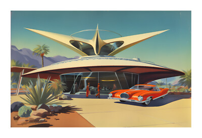 1960s Atomic Architecture Palm Springs Home Art Print pm8
