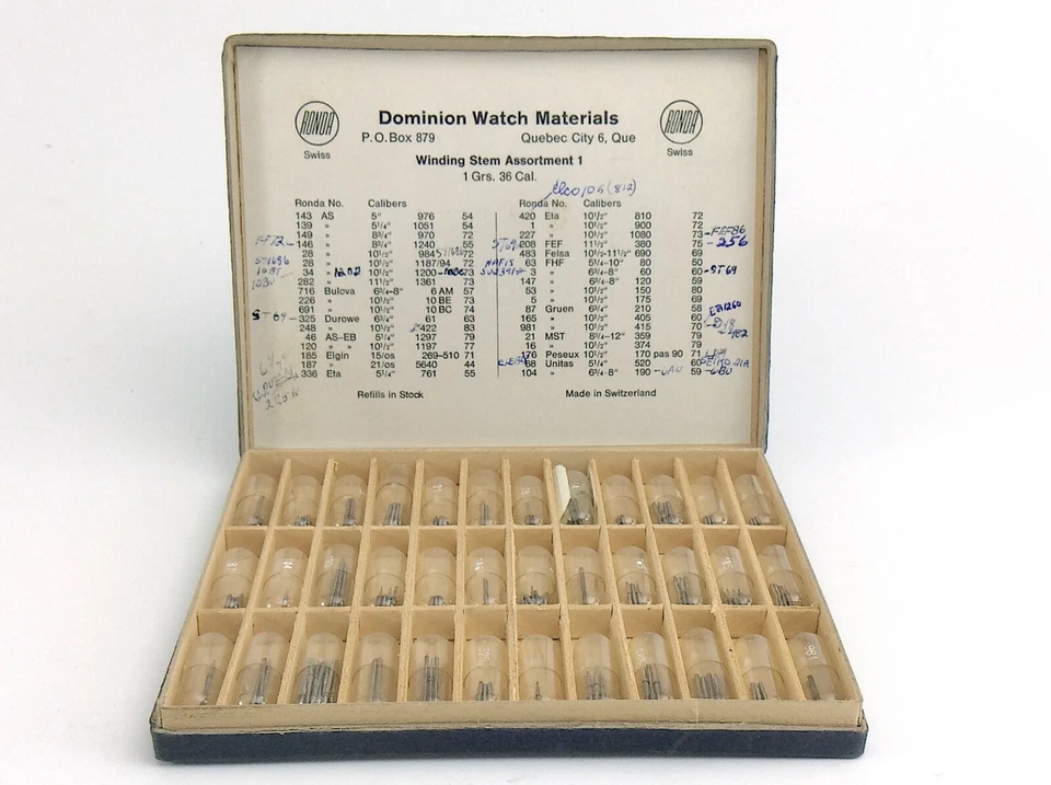 Lote surtido de vástago de cuerda de materiales de reloj Dominion vintage I727 Foto 3 de 4