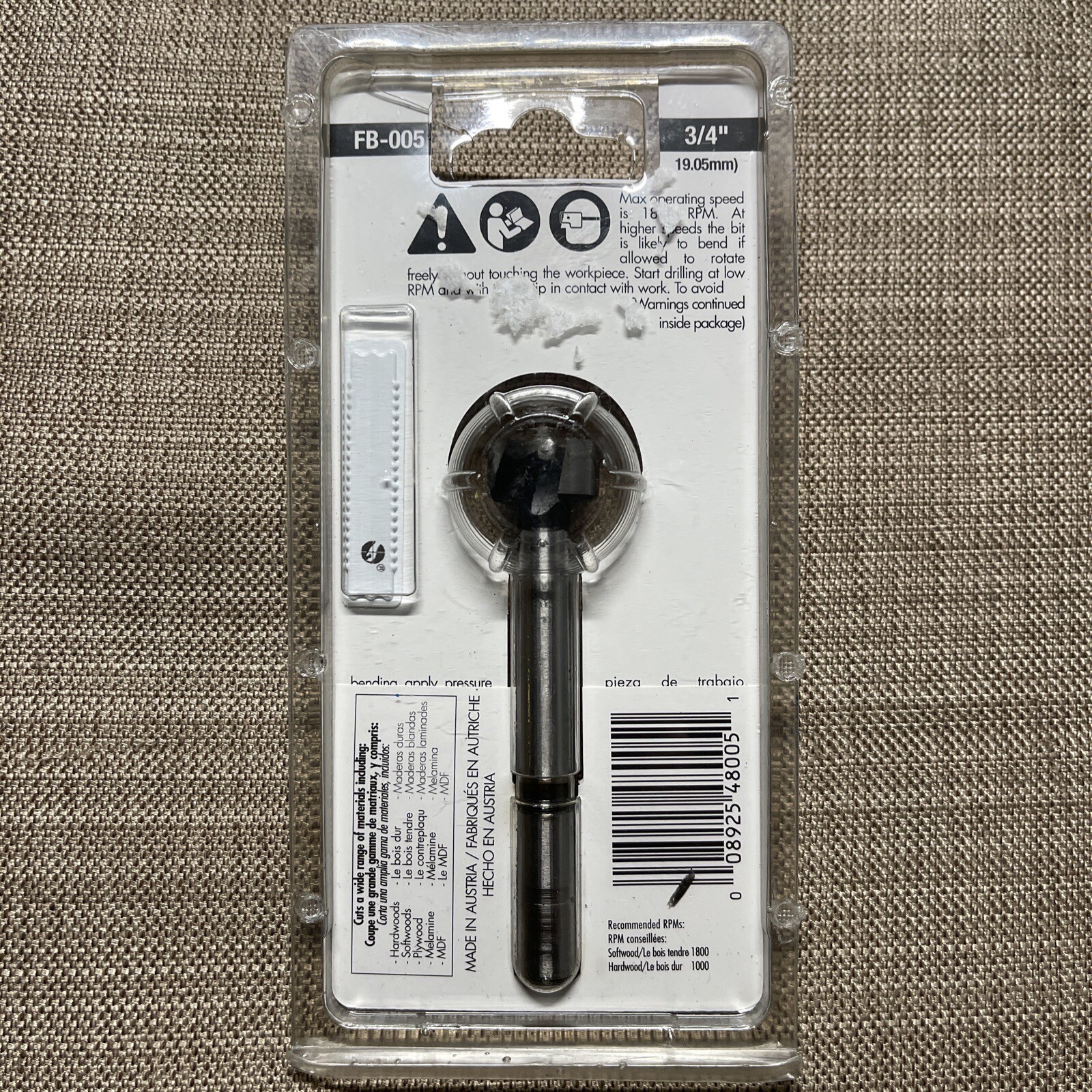 Forstner Bit, Freud Diablo FB005 3/4" (19.05mm) dia. with 3/8" (9,53mm