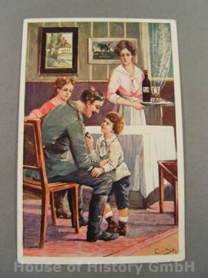 111118, Postkarte: Auf Urlaub., Nach einem Aquarell von C. Schaller., SVD 4208/3