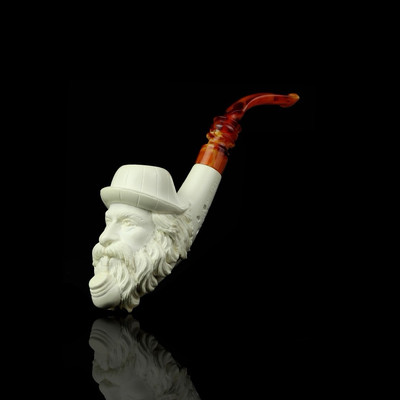 Fisherman Figure Pipe By Erdogan EGE Handmade Block Meerschaum-NEW W CASE#1848